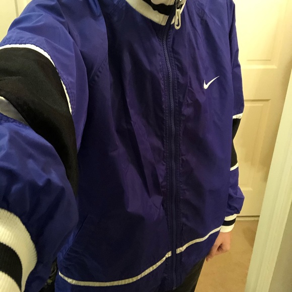 RARE VTG NIKE Purple Windbreaker Ringer Jacket M - Picture 4 of 8